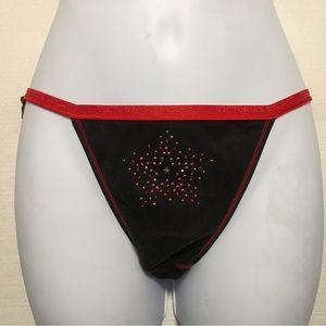 Victoria’s Secret sequin bikini panties black & red stars pre-owned